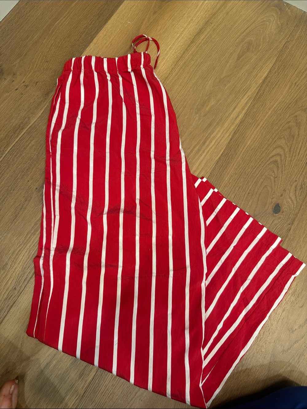 Madewell Red & White Striped Pull-On pants w drawstring